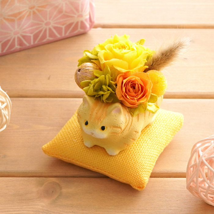 花 誕生日 プレゼント プリザーブドフラワー のんびり 花にゃんこ
