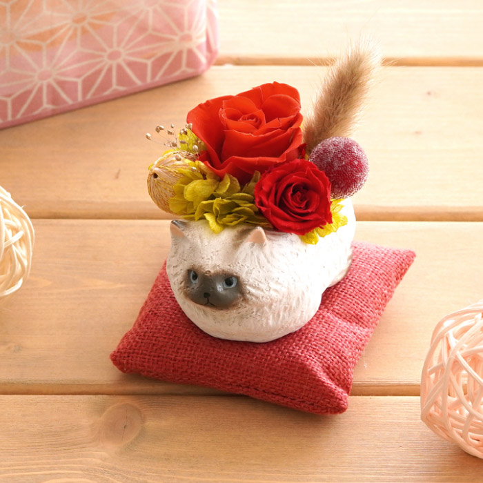 花 誕生日 プレゼント プリザーブドフラワー のんびり 花にゃんこ