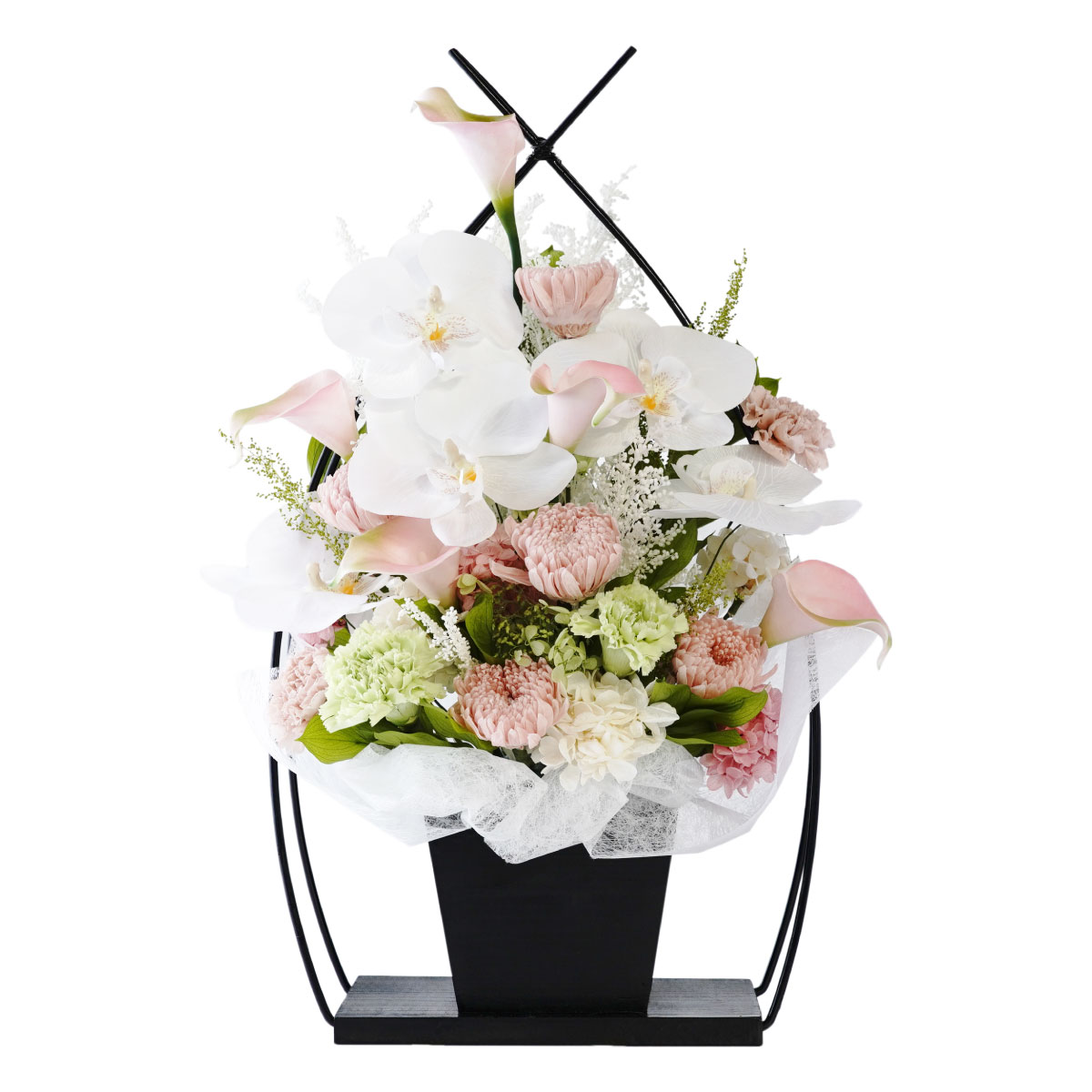 ☆443 仏花　プリザーブドフラワー　一対　豪華　おしゃれ　大きい Amazon | 仏花 プリザーブドフラワー 花器付 大きいサイズ 菊