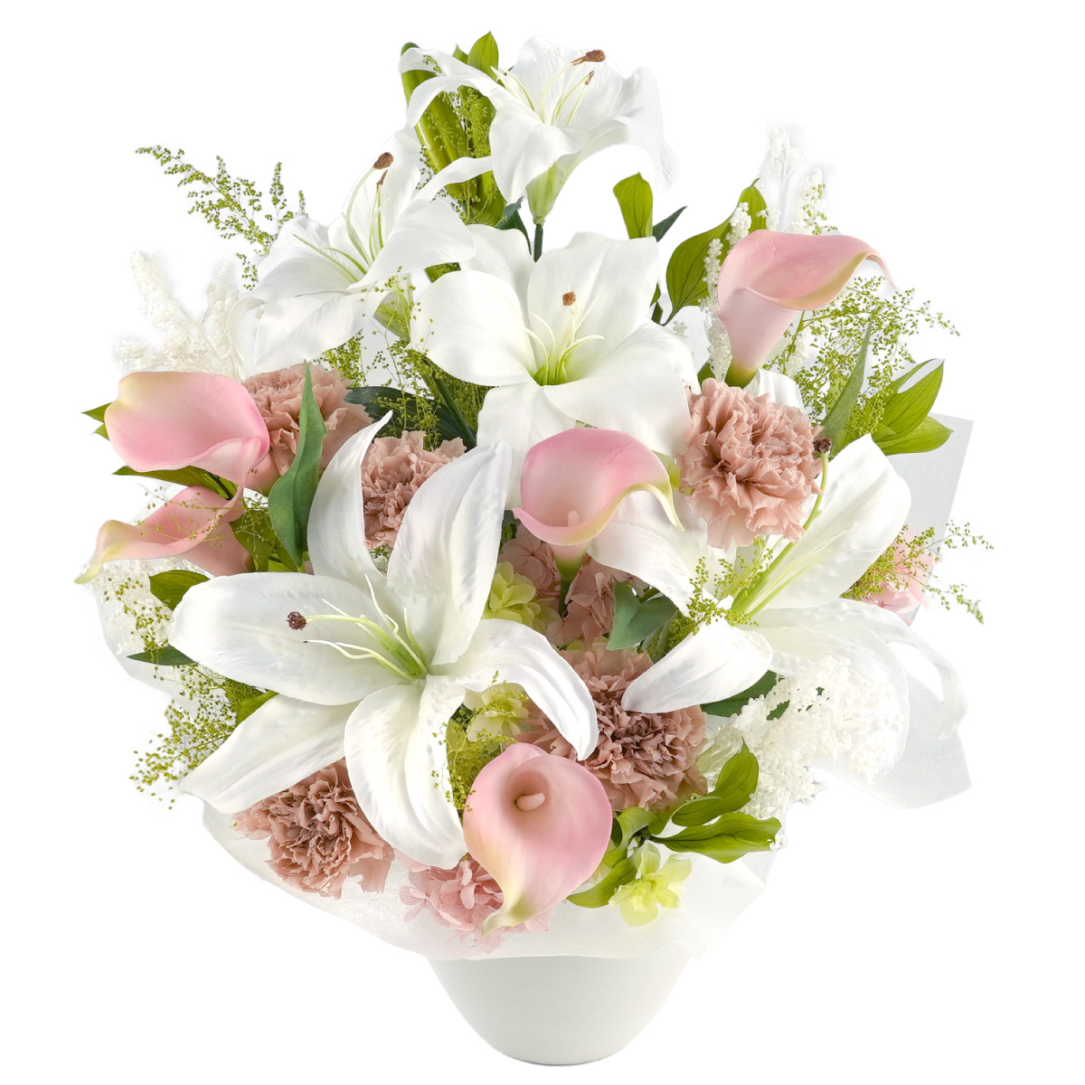 お悔やみ 花 枯れない お供え アレンジ Lily プリザーブドフラワー 造花 供花 仏花 電報 お花 ギフト 一周忌 49日 法要 品物 贈り物