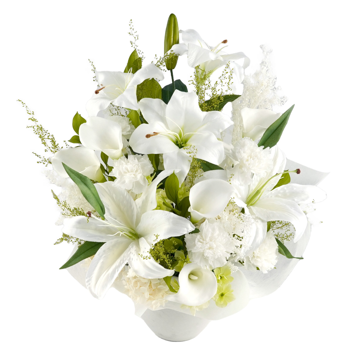 お悔やみ 花 枯れない お供え アレンジ Lily プリザーブドフラワー 造花 供花 仏花 電報 お花 ギフト 一周忌 49日 法要 品物 贈り物