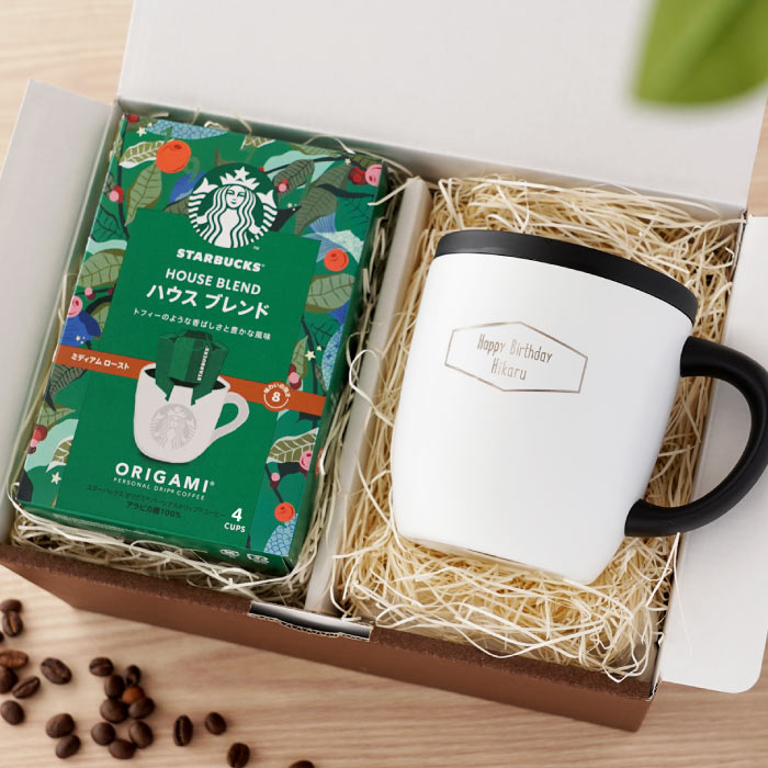 退職祝い プレゼント 名入れ 名前入り ギフト スターバックスコーヒー ＆ 蓋つき 真空ステンレス マグカップ セット 保温 おしゃれ 誕生日 男性 40代 | ブランド登録なし | 02