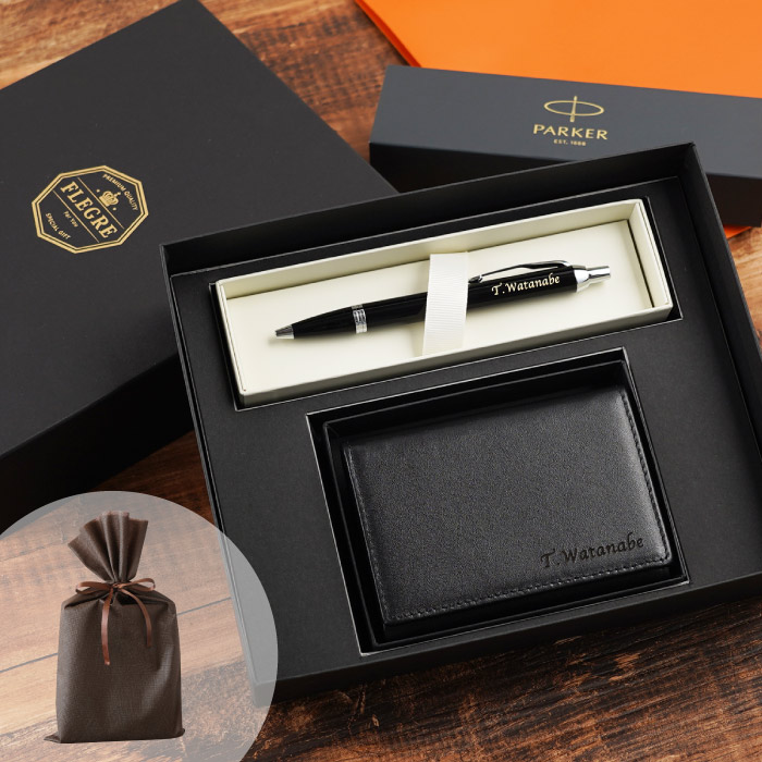 カルティエ　手帳　カードケース　ボールペン　３点セット PARKER（パーカー） ボールペン 名刺入れ セット 名入れ 送料無料 本革