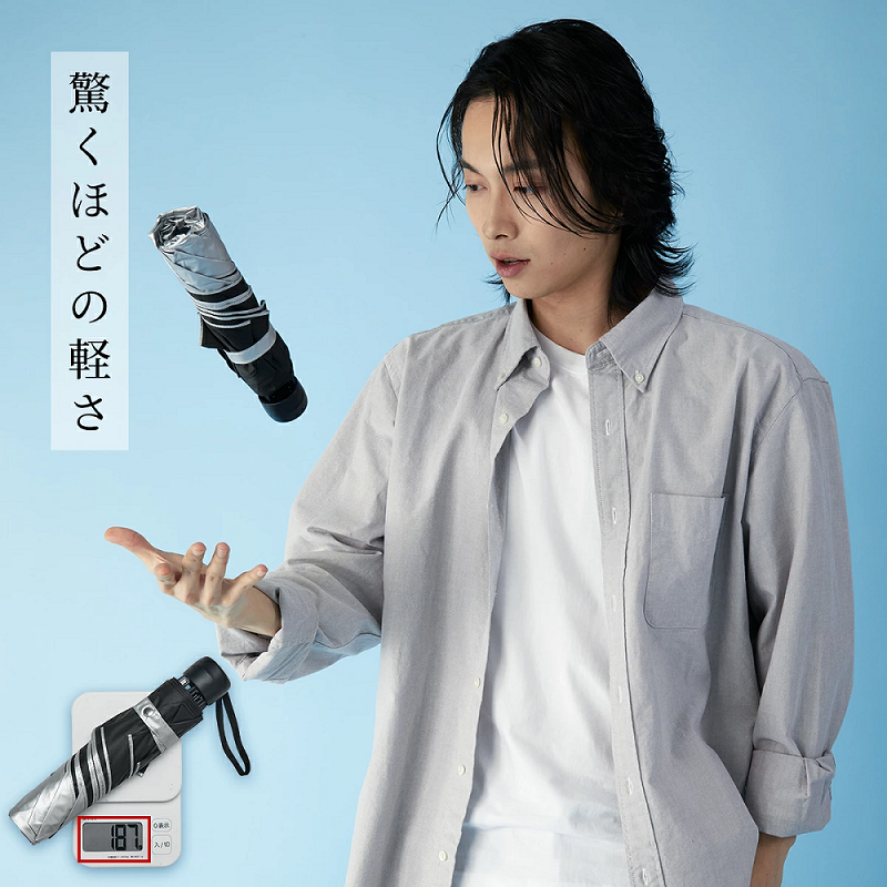 KIZAWA 日傘 メンズ 軽量 折りたたみ 晴雨兼用 完全遮光100％ 遮