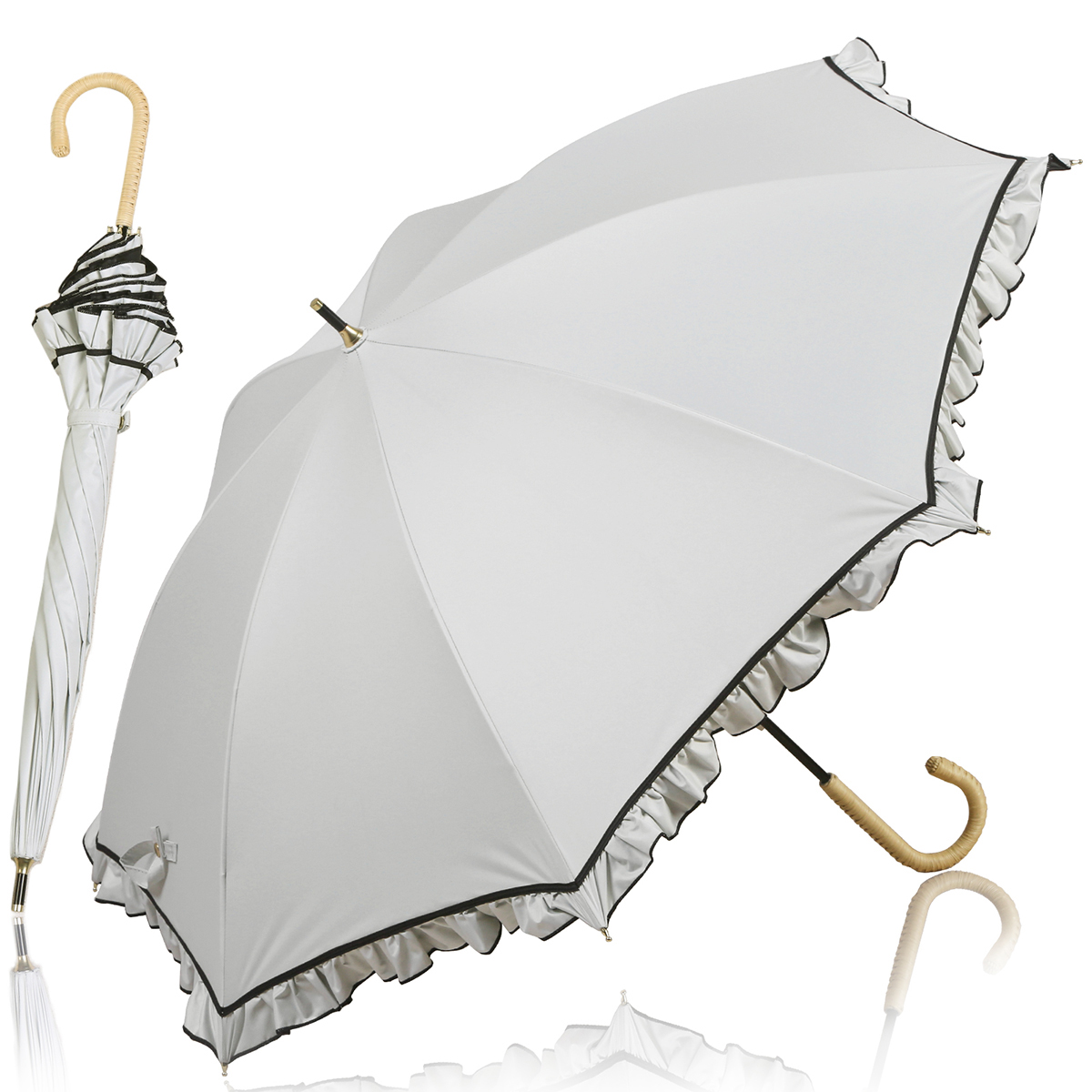 日傘 完全遮光 長傘 UVカット 100%遮光 紫外線対策 軽量 熱中症対策 晴雨兼用 大きい バンブー おしゃれ かわいい 贈り物 プレゼント