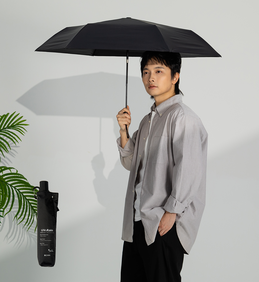 KIZAWA 日傘 メンズ 折りたたみ 晴雨兼用 自動開閉 完全遮光 UVカット