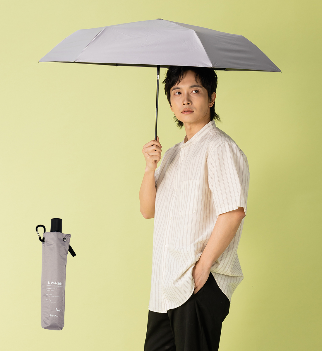 KIZAWA 日傘 メンズ 折りたたみ 晴雨兼用 自動開閉 完全遮光 UVカット