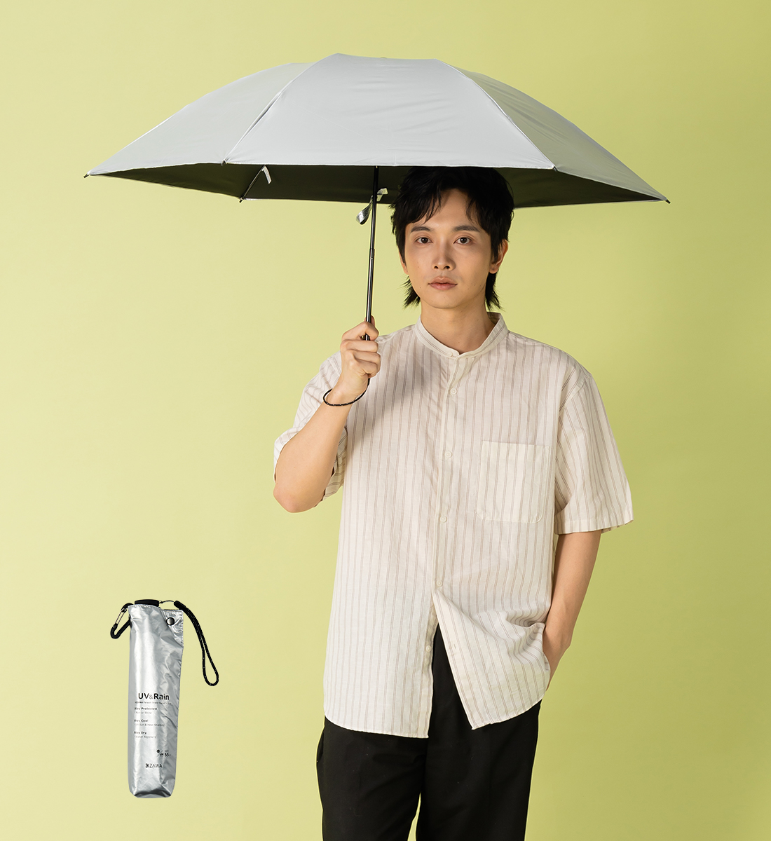 KIZAWA 日傘 メンズ 軽量 折りたたみ 晴雨兼用 完全遮光 遮熱 涼しい
