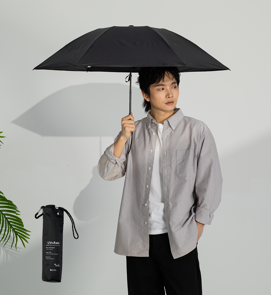 KIZAWA 日傘 メンズ 軽量 折りたたみ 晴雨兼用 完全遮光 遮熱 涼しい