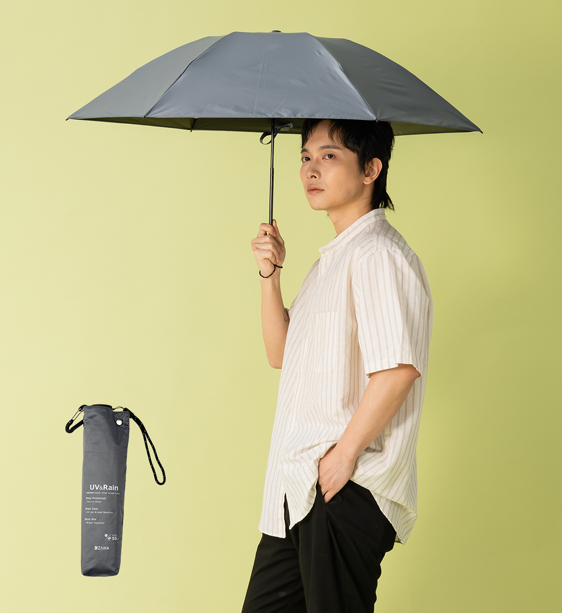 KIZAWA 日傘 メンズ 軽量 折りたたみ 晴雨兼用 完全遮光 遮熱 涼しい