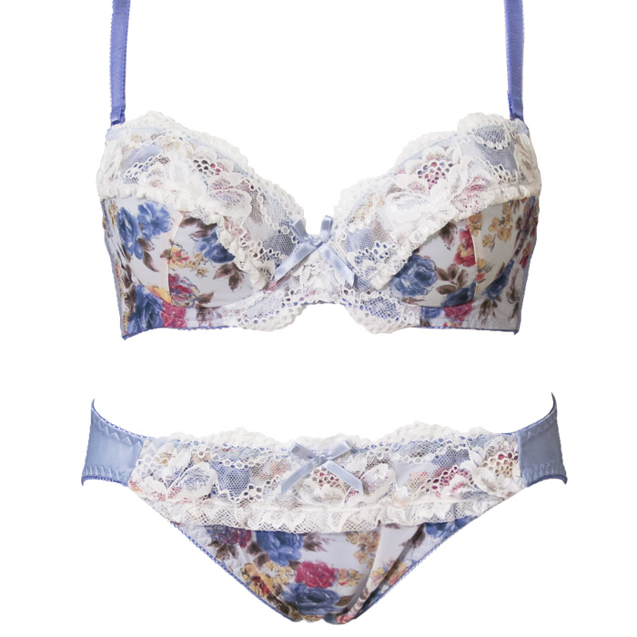 ブラジャー ショーツ セット ワイヤー入り 花柄プリント フリル ブラジャー ショーツ セット ワイヤー入り 花柄プリント フリル
