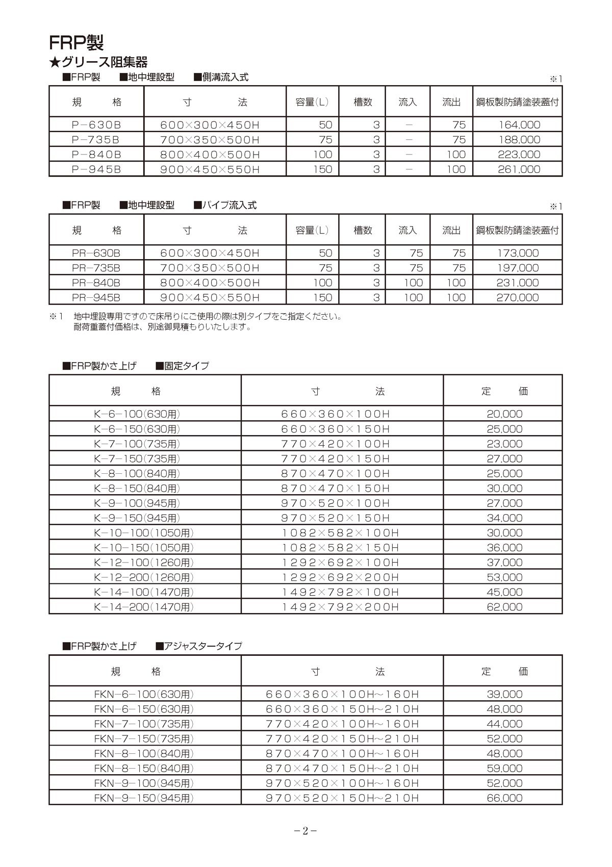 PR-L425H】 《KJK》 プレパイ工業 FRP製 グリーストラップ パイプ流入