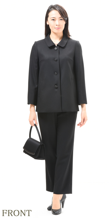 合物 ブラックフォーマル ジャケット （ボトム別売り）：RL12062 or JI12008 レディース 婦人 礼服 喪服 【日本製】【9号〜23号】黒 大きいサイズ 冠婚葬祭 葬儀 葬式 通夜 法事 卒園式 卒業式 七五三 お宮参り スリーシーズン 女性用 礼装 ショールカラー プリーツ 冬用ウール100％ジャケットのみ ブラックフォーマル婦人礼服・喪服