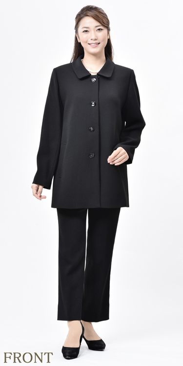 冬用ウール100％ロングジャケットのみ ブラックフォーマルハーフコート