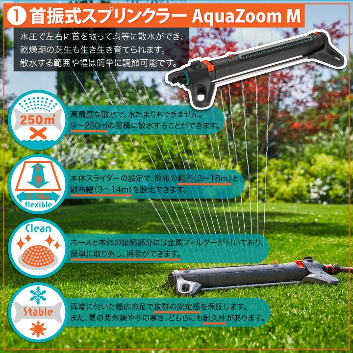 首振式スプリンクラーM ホース＆コネクターセット