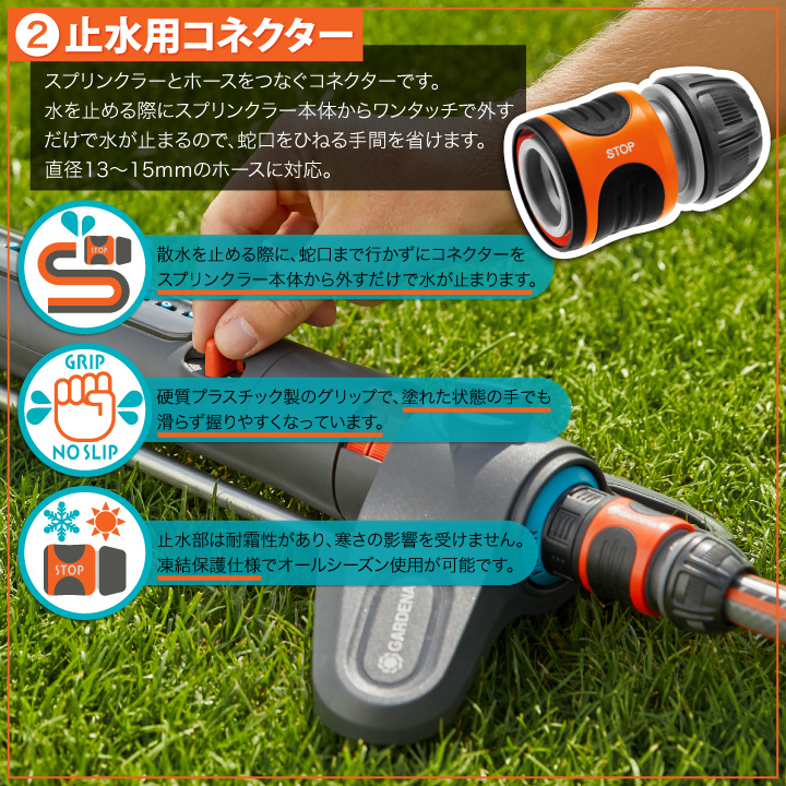 首振式スプリンクラーM ホース＆コネクターセット