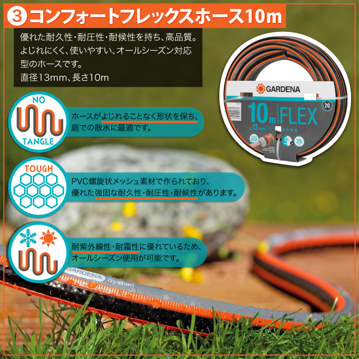 首振式スプリンクラーM ホース＆コネクターセット
