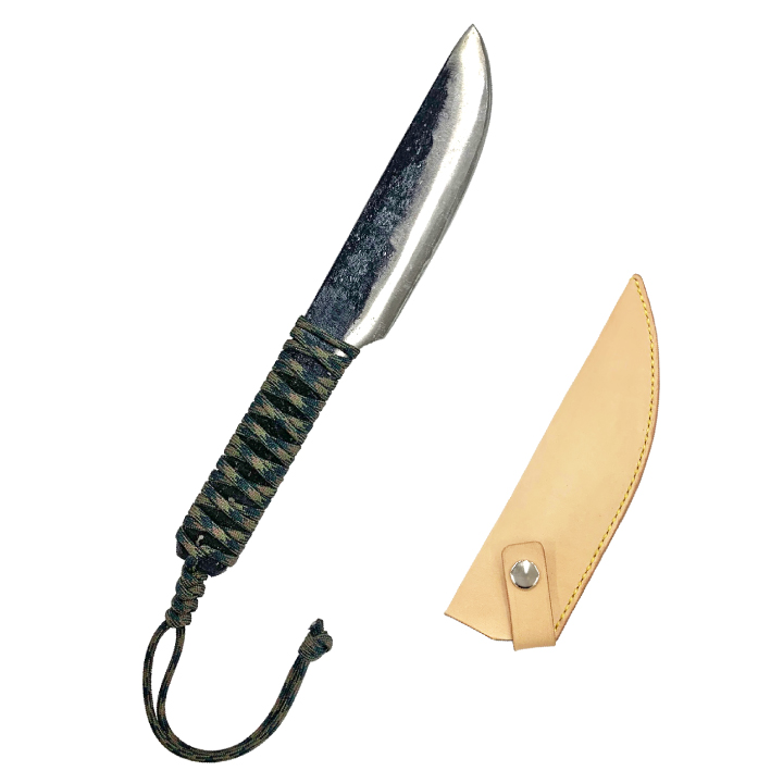 アウトドア用剣ナイフ ヌメ革シース付き 刃渡り15cm 鍛冶屋 アウトドア