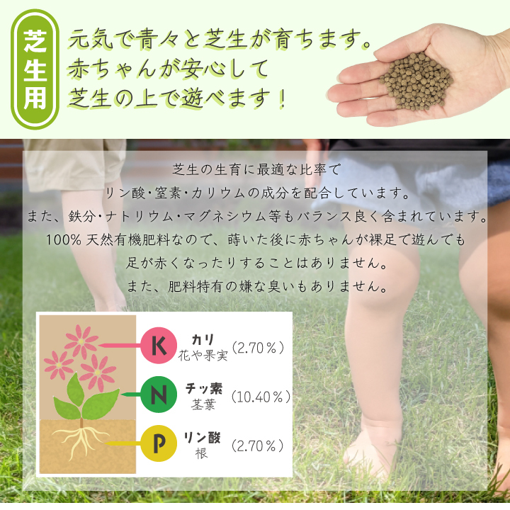 赤ちゃんも裸足（芝生用）700g特長