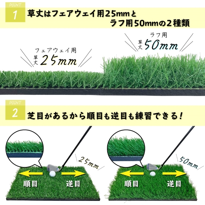 アプローチングターフ25ｍｍと50ｍｍ比較