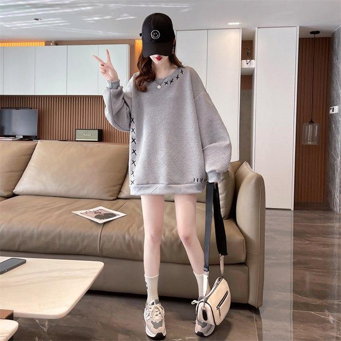 トレーナー レディース 長袖 ス プルオーバー ワッフル スウェット ゆったり ファッション tシャツ | ブランド登録なし | 02