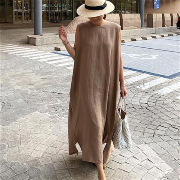 ワンピース レディース 夏 ロングワンピース キャミワンピース ノースリーブ マキシ ロング 体型カバー フレアワンピース 袖なし カジュアル | ブランド登録なし | 03