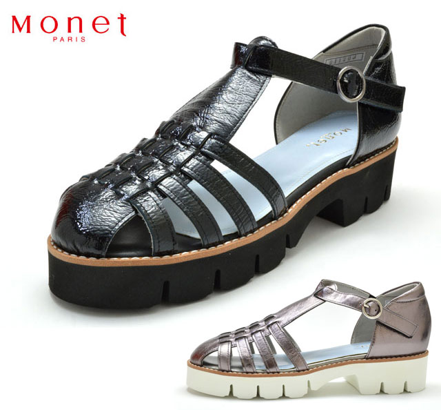 新品 monet モネ バッグストラップサンダル シルバー 24cm 3E MONET 【送料無料】 モネ Monet 021-211203 グルカサンダル