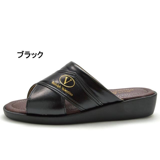 RUDOLPH VALENTINO 2832 メンズサンダル ヘップ メンズ 紳士 日本製 3E 幅広 ブラック ダークブラウン 黒 濃茶 靴