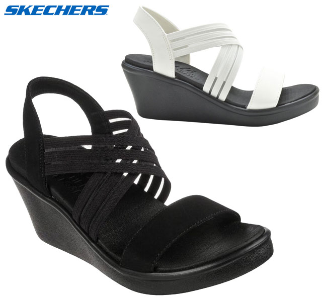 【送料無料(北海道、沖縄除く)】 スケッチャーズ SKECHERS 119182 Cali Rumble On-Day Flirt 厚底サンダル  ウエッジサンダル レディース BBK WHT 靴