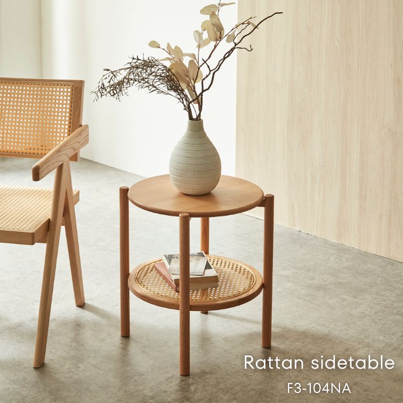 河口家具製作所 サイドテーブル リビングテーブル テーブル ラタン調
