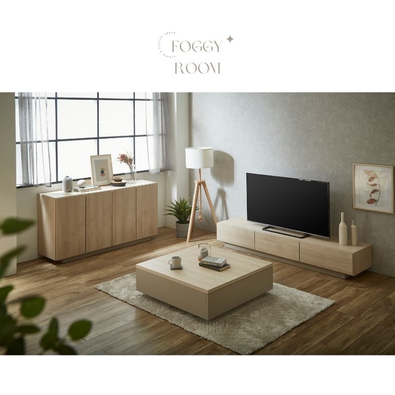 河口家具製作所 センターテーブル 90cm ローテーブル 正方形 ベージュ