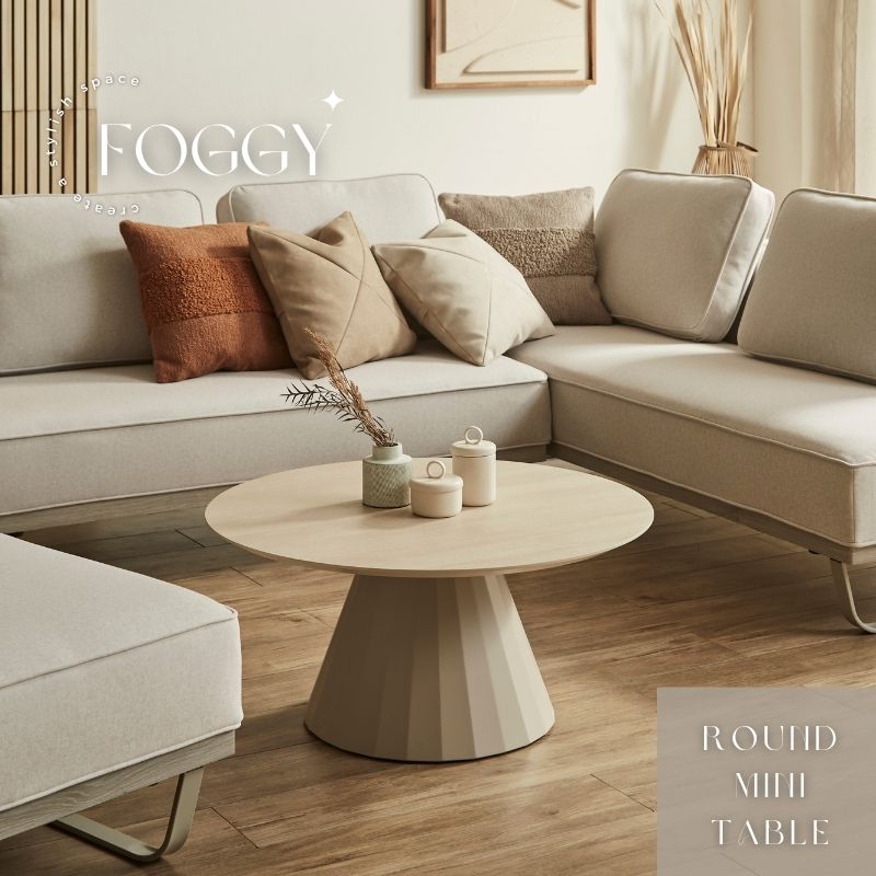 ベージュ 円形センターテーブル 80cm 河口家具製作所 テーブル 丸 ラウンドテーブル 80 リビングテーブル