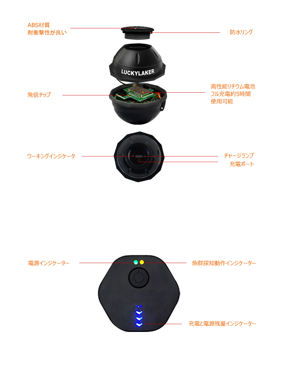 卸売B2B LUCKYLAKER 魚群探知機 150m ポータブル ワイヤレス Wi-Fi