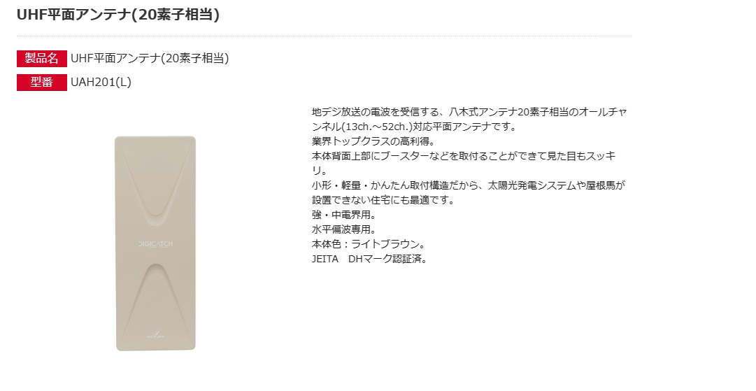 提携倉庫から出荷】DXアンテナ 平面UHFアンテナ デジキャッチ 20素子