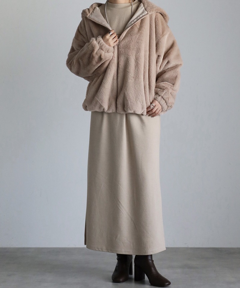 美品♥️ラビット、エリ、袖、前、内側、裾ブルーフォックス