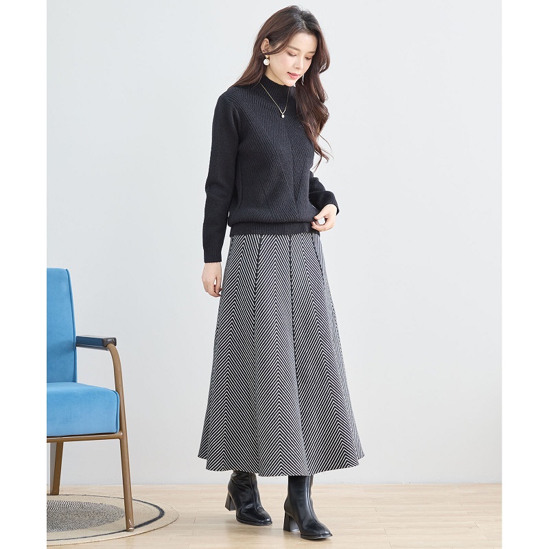 PRADA フレアスカート ヘリンボーン模様 PRADA フレアスカート