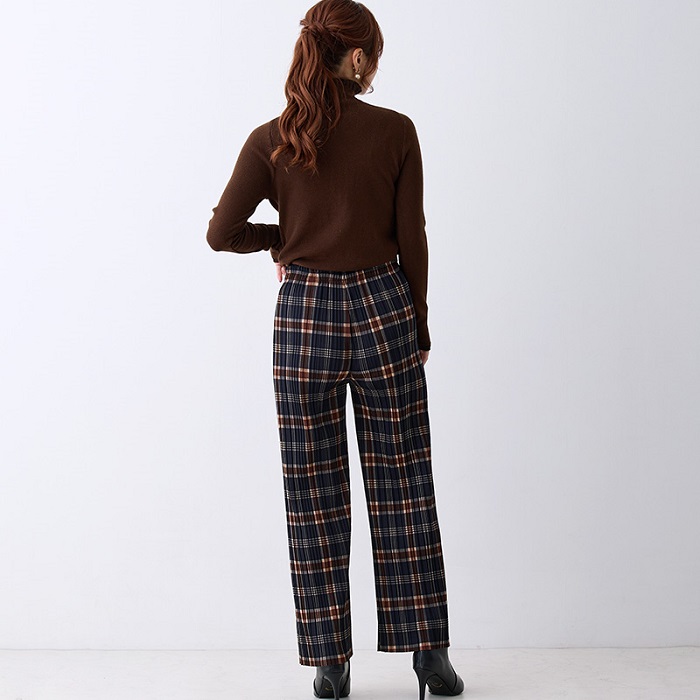 裏起毛 プリーツパンツ 秋冬 セルフカット プリーツ パンツ