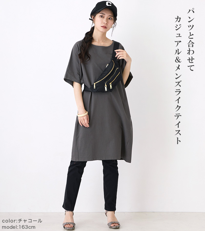 ワンピース 夏 ルームウェア マタニティ ボートネック 鹿の子 膝丈ママ