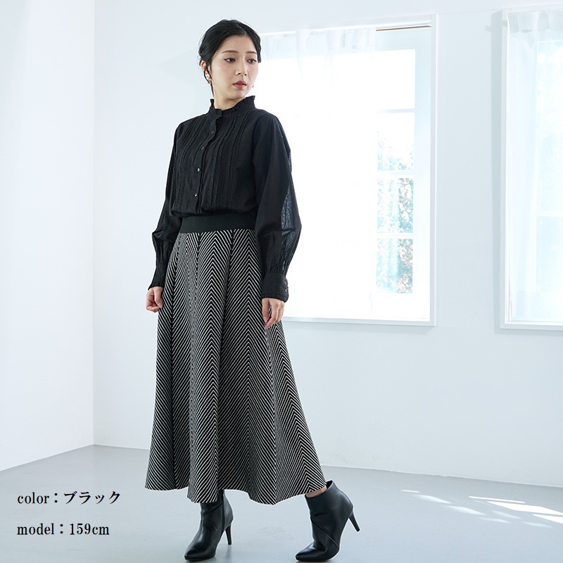 美品☆【Uバイ　スピック&スパン】ピンタックフリルブラウス　長袖　綿　Fサイズ U by SPICK&SPAN - U by spick span ピンタックフリルブラウスの