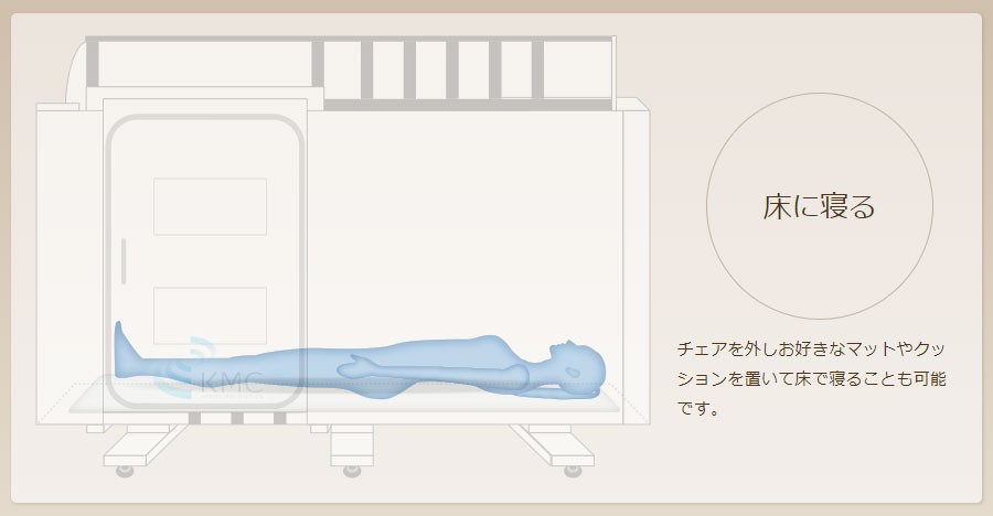 使い方は自由自在　床に寝る