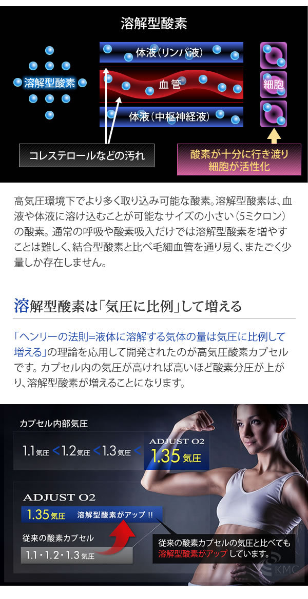 家庭用〜業務対応 酸素カプセル ADJUSTO2 アジャストO2 1.35気圧 日本製 ロー・ハイの2段階　ソフトタイプ 酸素発生器接続可能