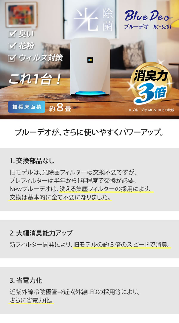 ブルーデオ Blue Deo S型 MC-S201 フジコー Blue Deo S ブルーデオ S型 MC-S201 [適用畳数：8畳] フジコー｜Fujico