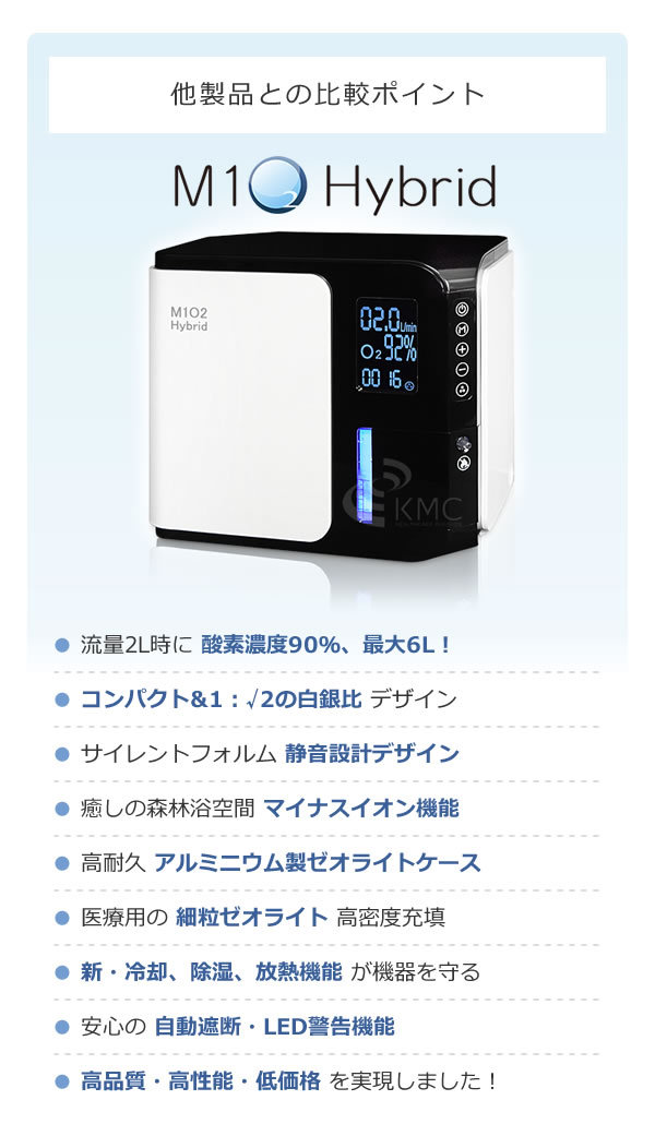 【即納】酸素発生器/酸素濃縮器 M1O2-Hybrid エムワンオーツーハイブリッド 酸素吸入 静音性に優れた高濃度酸素を自宅で・ペット可