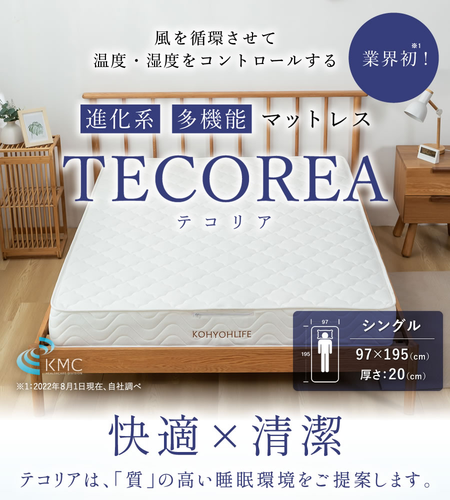 TECOREA テコリア 多機能マットレス 送風モード付【シングル：97×195×20cm】の画像