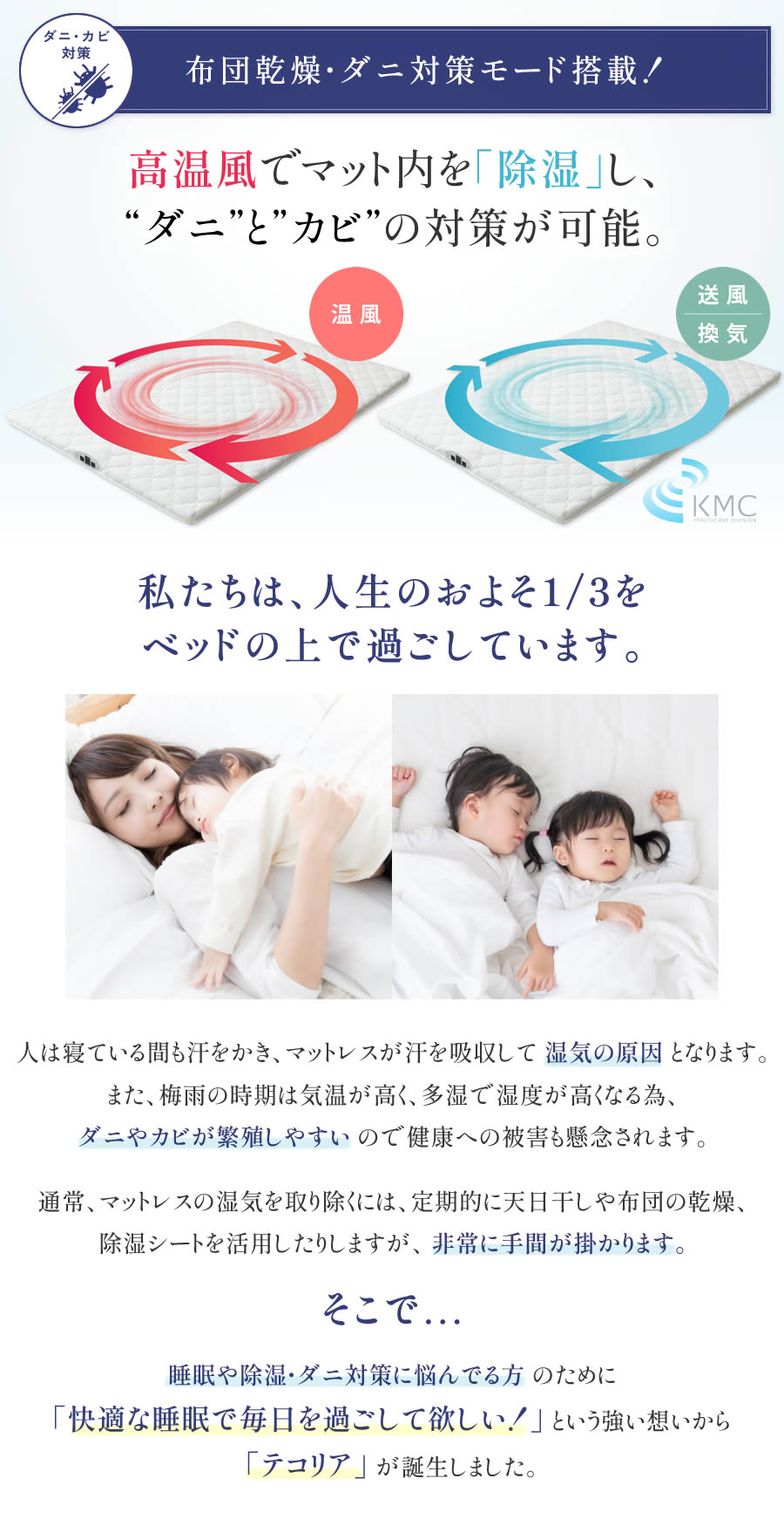 TECOREA テコリア 多機能マットレス 送風モード付【ダブル：140×195×20cm】の画像