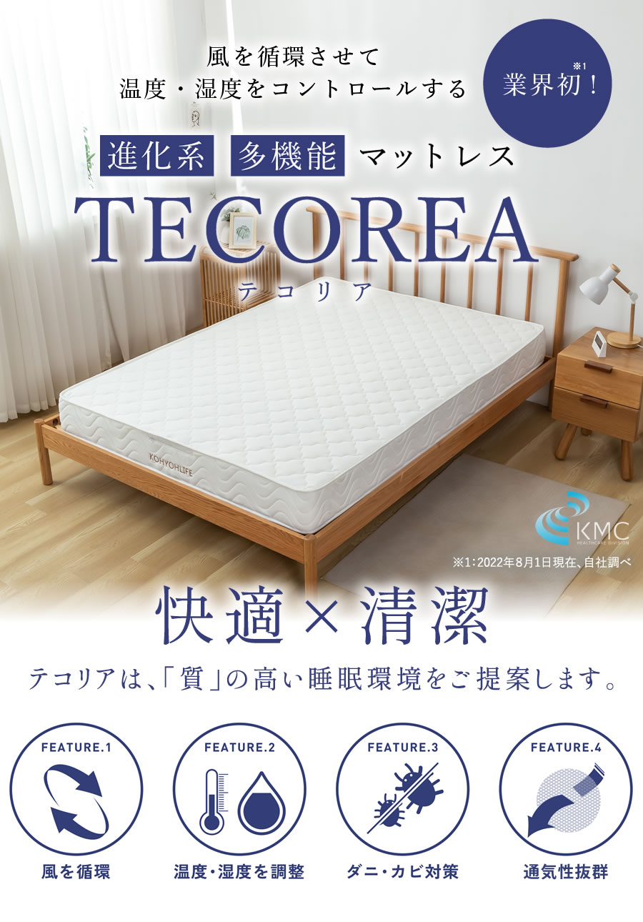 TECOREA テコリア 多機能マットレス 送風モード付【ダブル：140×195×20cm】の画像