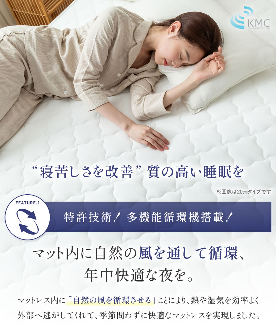 TECOREA テコリア 多機能マットレス 送風モード付【ダブル：140×195×20cm】の画像