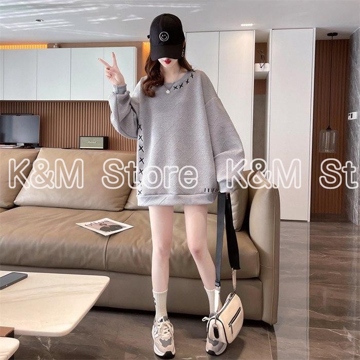 トレーナー レディース 長袖 トップス プルオーバー ワッフル スウェット ゆったり ファッション tシャツ |  | 03