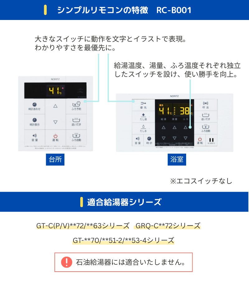 ノーリツ（NORITZ） ガス給湯器 リモコン RC-B001 マルチセット 台所用