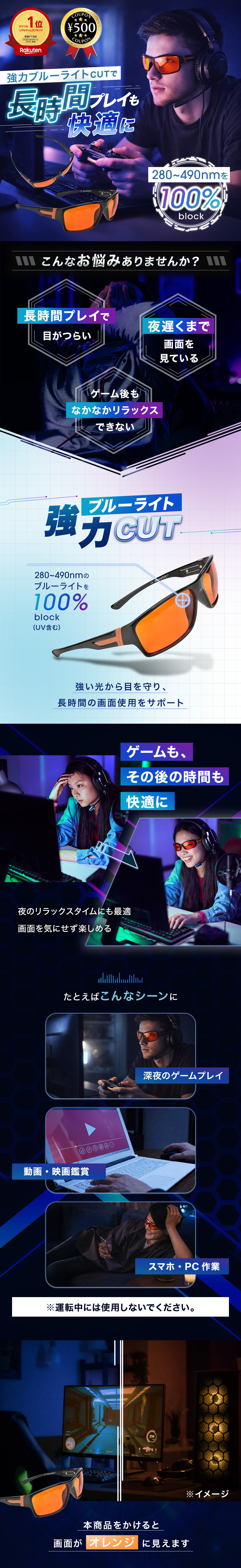 ブルーライトカット 眼科医推奨 メガネ PCメガネ ナイト用 99.9%カット